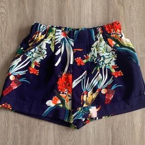 Philosophy High Waist Floral Print Shorts - Navy Floral